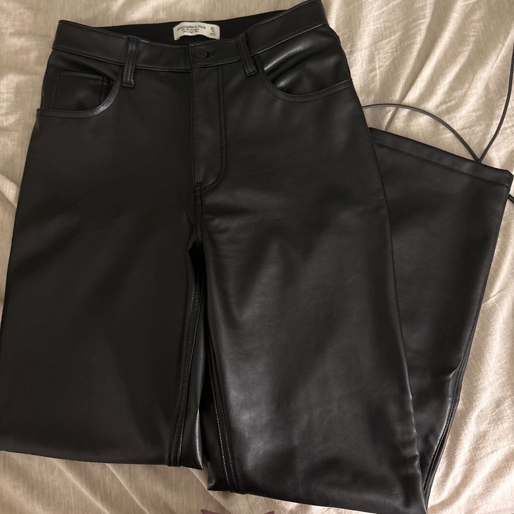 Abercrombie Straight Leg Leather Pants